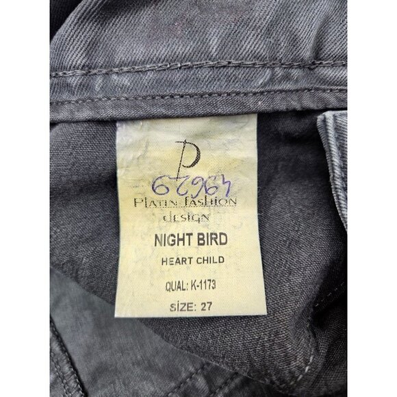 NWOT Nghtbrd Low Rise Heart Child Jeans Womens 27 Dark Green Night Bird Pants - Picture 6 of 6